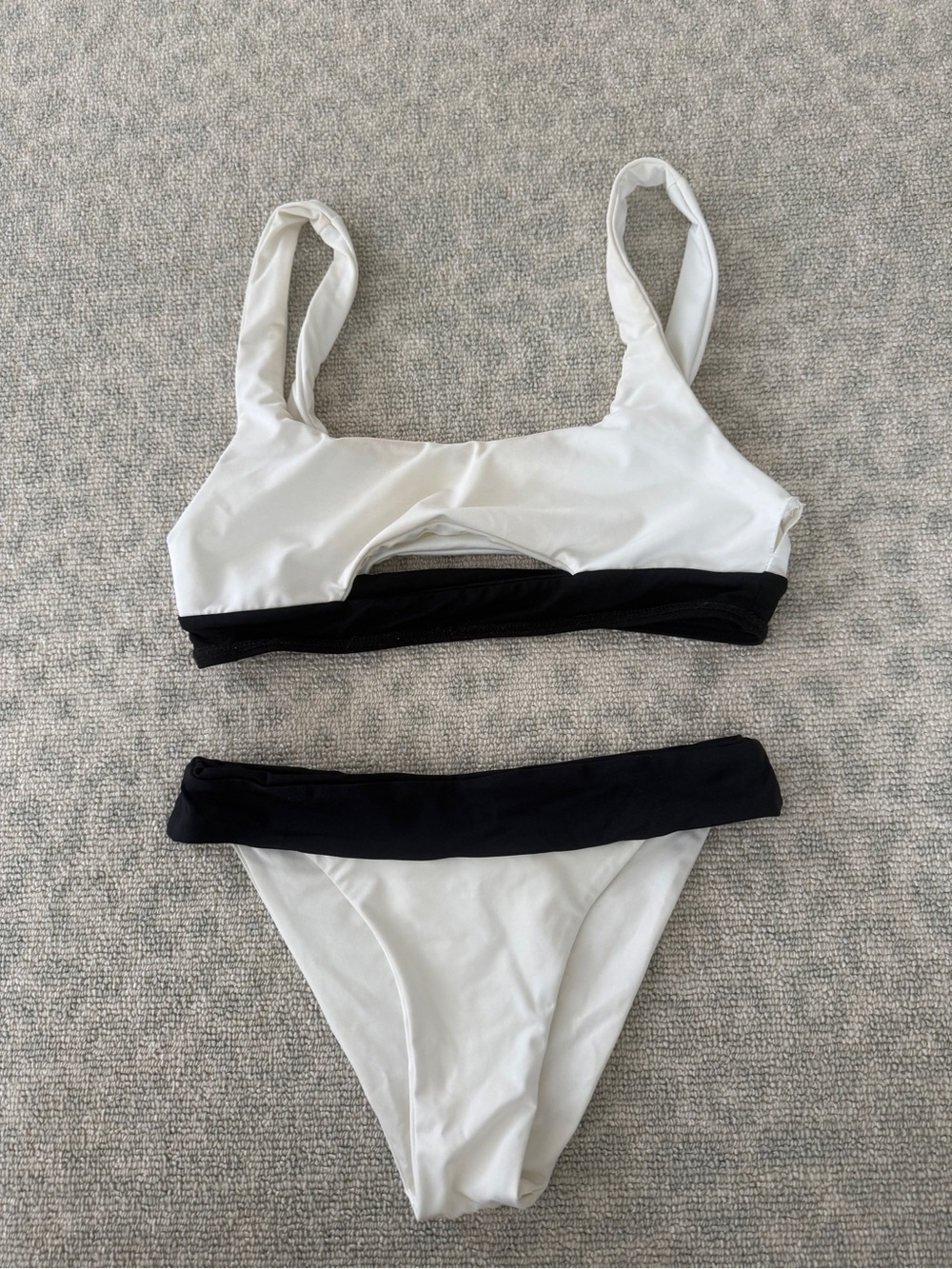 l*space White Bikini with Black Trim Two-Piece Swim Set